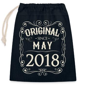 Vintage - Original since May 2018 birthday - Closable cotton gift bag (25x30cm) - navy - Front