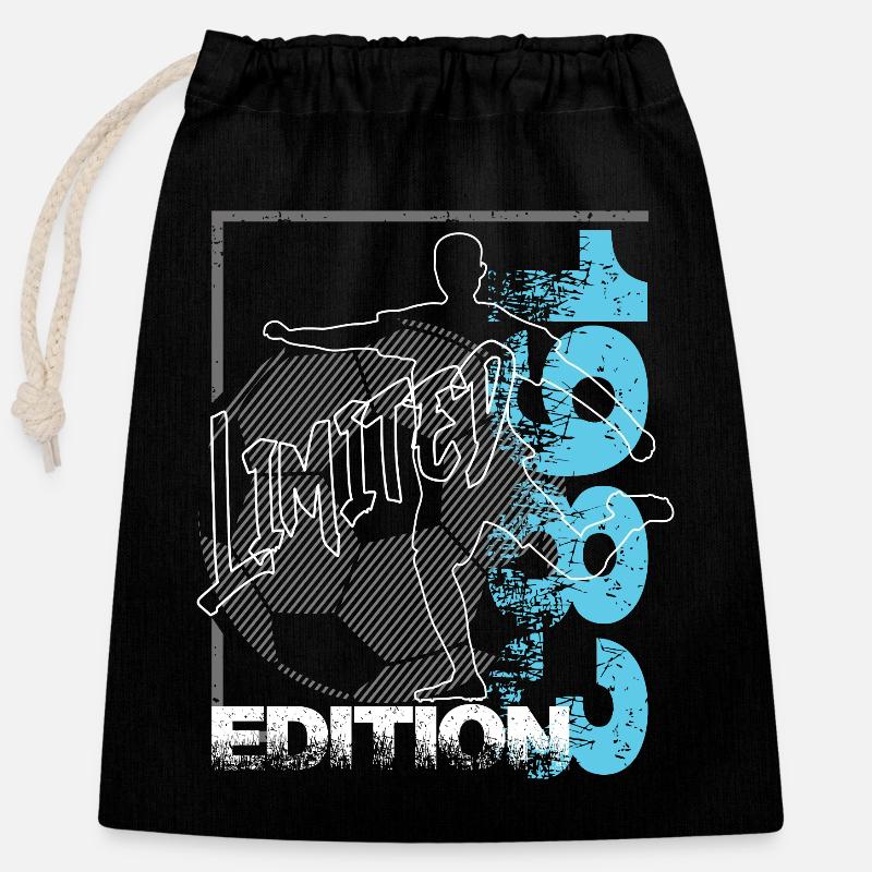 Édition limitée 1983 Édition limitée Football - Sac cadeau en coton avec cordon (25 x 30 cm) - noir