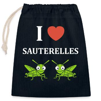 Insecte humour Sauterelle - Sac cadeau en coton avec cordon (25 x 30 cm) - bleu marine - Devant