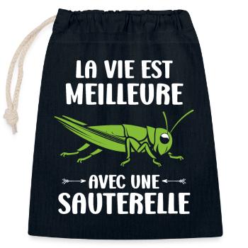 Insecte humour Sauterelle - Sac cadeau en coton avec cordon (25 x 30 cm) - bleu marine - Devant