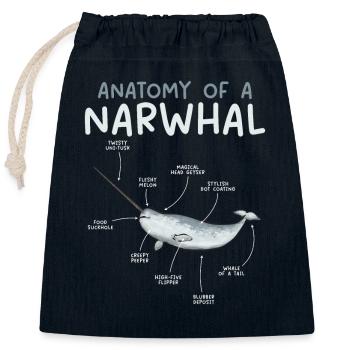 Narwal Einhornwal - Verschließbarer Geschenkbeutel aus Baumwolle (25x30cm) - Navy - Vorne