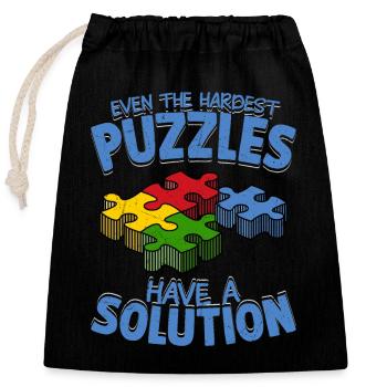 Même les puzzles les plus difficiles ont une solution Jigsaw Pu - Sac cadeau en coton avec cordon (25 x 30 cm) - noir - Devant