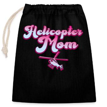 Hélicoptère Parents Drôle Hélicoptère Maman - Sac cadeau en coton avec cordon (25 x 30 cm) - noir - Devant