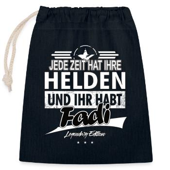 Chaque époque a ses héros Vous avez Fadi - Sac cadeau en coton avec cordon (25 x 30 cm) - bleu marine - Devant