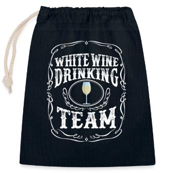 White Wine Drinking Team Alcoholic Beverages Pun - Closable cotton gift bag (25x30cm) - navy - Front