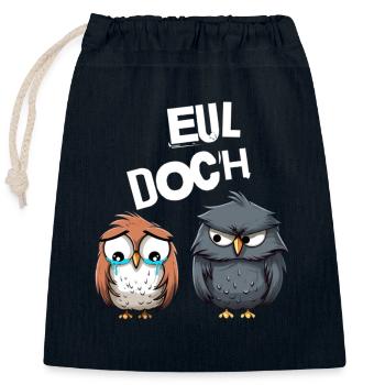 Eul Doch Eulen Heul Doch - Verschließbarer Geschenkbeutel aus Baumwolle (25x30cm) - Navy - Vorne