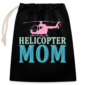 Hélicoptère Parents Drôle Hélicoptère Maman - Sac cadeau en coton avec cordon (25 x 30 cm) - noir - Devant