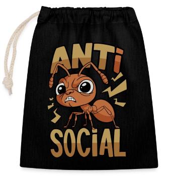 Anti-Social Ant - Closable cotton gift bag (25x30cm) - black - Front