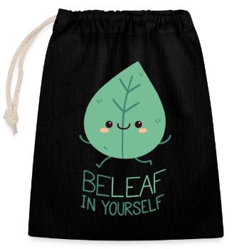 Believe in yourself! - Closable cotton gift bag (25x30cm) - black - Front