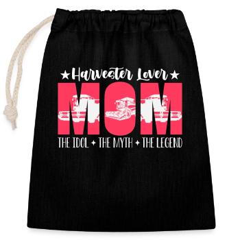 Moissonneuse amante maman l’idole aime la vie agricole - Sac cadeau en coton avec cordon (25 x 30 cm) - noir - Devant