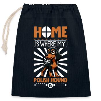 Zuhause - Polnische Bracke - Verschließbarer Geschenkbeutel aus Baumwolle (25x30cm) - Navy - Vorne