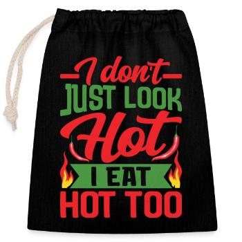 Looks hot – girl with hot chili and - Closable cotton gift bag (25x30cm) - black - Front