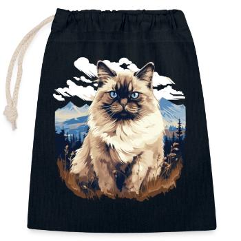 Birman Cat Birma Katze - Verschließbarer Geschenkbeutel aus Baumwolle (25x30cm) - Navy - Vorne