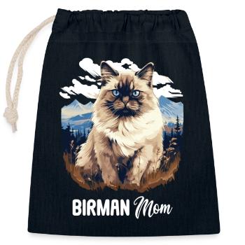 Birman Cat Birma Katze - Verschließbarer Geschenkbeutel aus Baumwolle (25x30cm) - Navy - Vorne