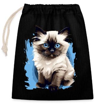 Birman Cat Birma Katze - Verschließbarer Geschenkbeutel aus Baumwolle (25x30cm) - Schwarz - Vorne