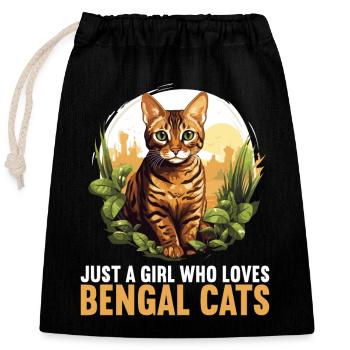 Bengal Cat Bengalkatze - Verschließbarer Geschenkbeutel aus Baumwolle (25x30cm) - Schwarz - Vorne