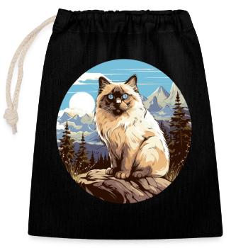 Birman Cat Birma Katze - Verschließbarer Geschenkbeutel aus Baumwolle (25x30cm) - Schwarz - Vorne