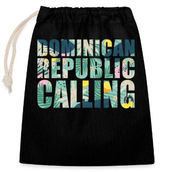 République dominicaine Souvenir Vacances - Sac cadeau en coton avec cordon (25 x 30 cm) - noir - Devant
