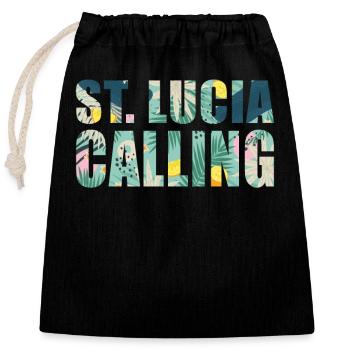 St Lucia Souvenir Vacation - Closable cotton gift bag (25x30cm) - black - Front