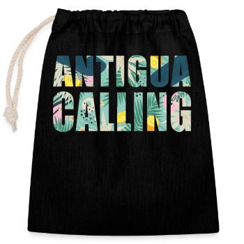 Antigua Souvenir Vacation Antigua Calling - Closable cotton gift bag (25x30cm) - black - Front