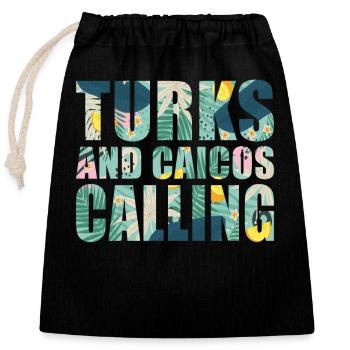 Vacances souvenirs aux îles Turques-et-Caïques - Sac cadeau en coton avec cordon (25 x 30 cm) - noir - Devant