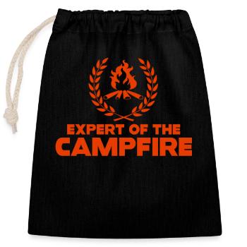Experte für Camping-Experten am Lagerfeuer - Verschließbarer Geschenkbeutel aus Baumwolle (25x30cm) - Schwarz - Vorne