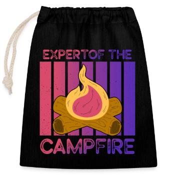 Expert Of Campfire Camping Expert - Closable cotton gift bag (25x30cm) - black - Front