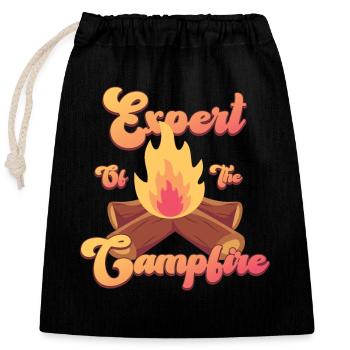 Experte für Camping-Experten am Lagerfeuer - Verschließbarer Geschenkbeutel aus Baumwolle (25x30cm) - Schwarz - Vorne