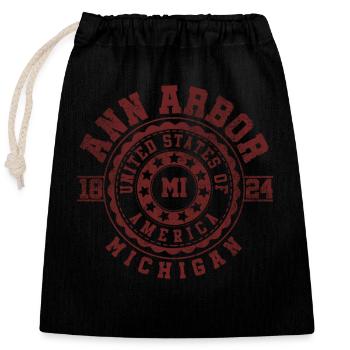 Ann Arbor, MI | Michigan voyage & cadeau Souvenir - Sac cadeau en coton avec cordon (25 x 30 cm) - noir - Devant
