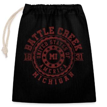 Battle Creek MI | Michigan Reise Geschenk - Verschließbarer Geschenkbeutel aus Baumwolle (25x30cm) - Schwarz - Vorne