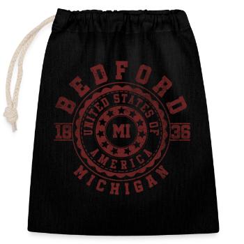 Bedford MI | Michigan Reise & Souvinier Geschenk - Verschließbarer Geschenkbeutel aus Baumwolle (25x30cm) - Schwarz - Vorne