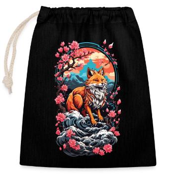 Fox Spirit Kitsune Aesthetic Yokai Streetwear - Closable cotton gift bag (25x30cm) - black - Front