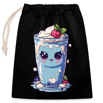 Myrtilles Mignon Milkshake Doux Amusant - Sac cadeau en coton avec cordon (25 x 30 cm) - noir - Devant