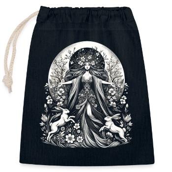 Ostara Eostre Equinox Witch Pagan Goddess Rituals - Closable cotton gift bag (25x30cm) - navy - Front