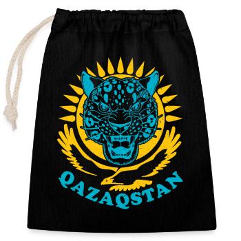 Republik Kasachstan Astana Schneeleopard - Verschließbarer Geschenkbeutel aus Baumwolle (25x30cm) - Schwarz - Vorne