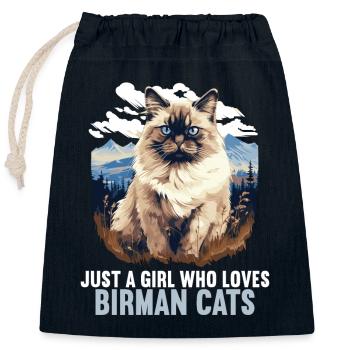 Birman Cat Birma Katze - Verschließbarer Geschenkbeutel aus Baumwolle (25x30cm) - Navy - Vorne