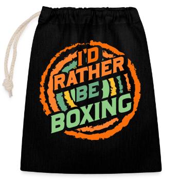 Je préfère faire de la boxe - Sac cadeau en coton avec cordon (25 x 30 cm) - noir - Devant