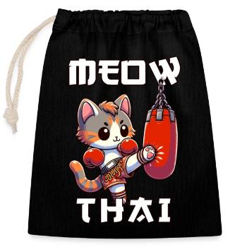 Muay Thai Boxing, Thai Boxing Kickboxen Meow Thai - Verschließbarer Geschenkbeutel aus Baumwolle (25x30cm) - Schwarz - Vorne