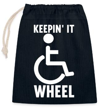 Wheelchair users Wheelchair - Closable cotton gift bag (25x30cm) - navy - Front