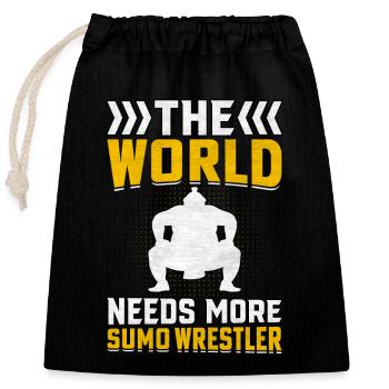 Le monde a besoin de plus de lutteurs de sumo - Sac cadeau en coton avec cordon (25 x 30 cm) - noir - Devant