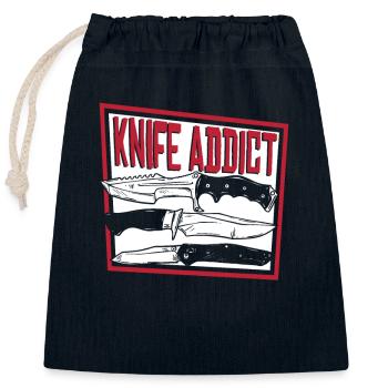 Knife Addict Metzgermesser Sammlermesser - Verschließbarer Geschenkbeutel aus Baumwolle (25x30cm) - Navy - Vorne