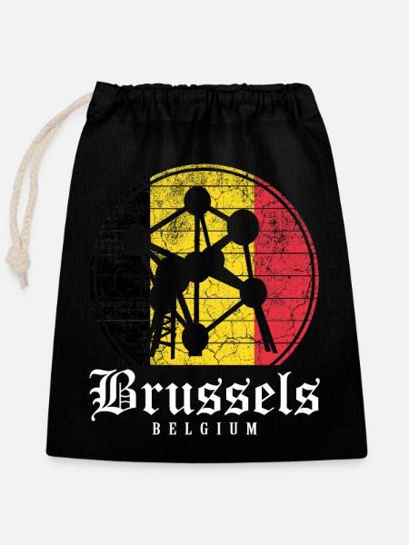 Brussels Beglium - Verschließbarer Geschenkbeutel aus Baumwolle (25x30cm) - Schwarz