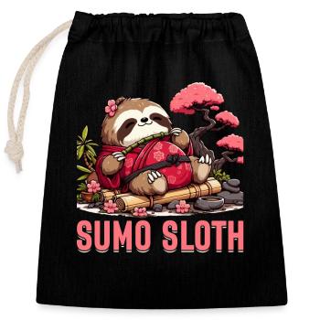 Paresseux de sumo - Sac cadeau en coton avec cordon (25 x 30 cm) - noir - Devant