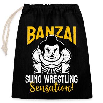 Sensation de lutte de sumo Banzai - Sac cadeau en coton avec cordon (25 x 30 cm) - noir - Devant