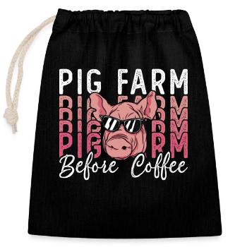 Ferme porcine avant la ferme de café Amateur de café - Sac cadeau en coton avec cordon (25 x 30 cm) - noir - Devant