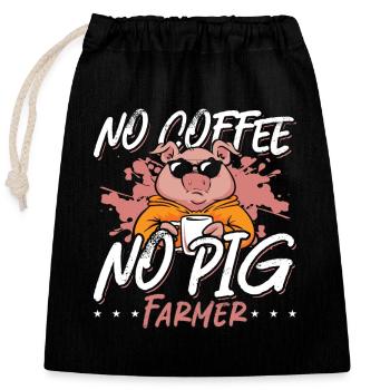 Éleveur de porcs Pas de café Pas d’animaux de la ferme Amateur de café - Sac cadeau en coton avec cordon (25 x 30 cm) - noir - Devant