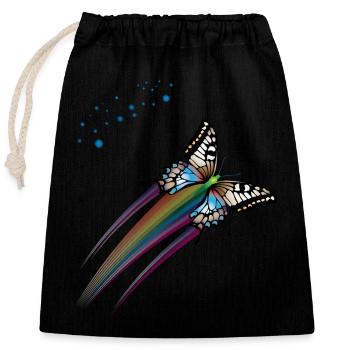 Papillon aux couleurs de l’arc-en-ciel - Sac cadeau en coton avec cordon (25 x 30 cm) - noir - Devant