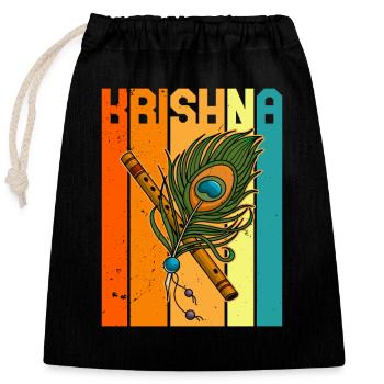 Krishna Flöte Bansuri Indien Buddhist Hindu - Verschließbarer Geschenkbeutel aus Baumwolle (25x30cm) - Schwarz - Vorne