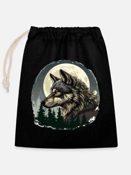 Wolfsblut - Verschließbarer Geschenkbeutel aus Baumwolle (25x30cm) - Schwarz