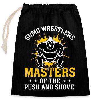 Les lutteurs de sumo maîtres du push and shove - Sac cadeau en coton avec cordon (25 x 30 cm) - noir - Devant